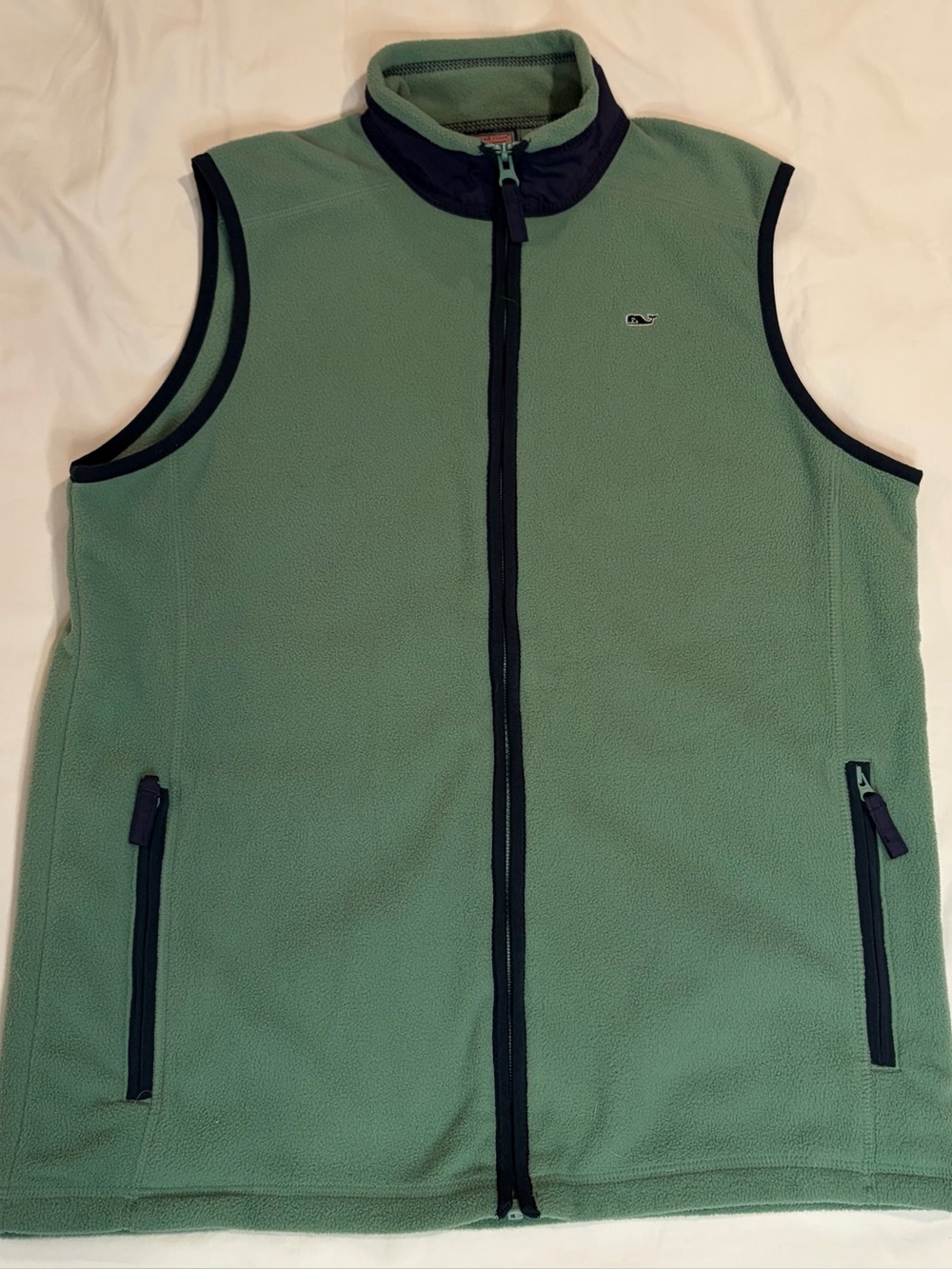 Vineyard Vines Green Fleece Vest Zipper Pockets sz L/20 like new condition